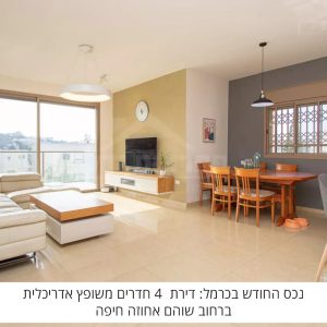 נכס החודש בכרמל: דירת 4 חדרים משופצת אדריכלית ברחוב שוהם אחוזה חיפה